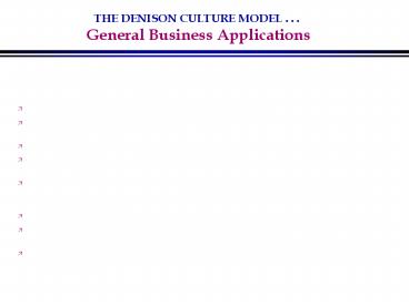 DENISON CULTURE SURVEY