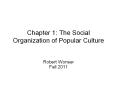 Chapter 1: The Social Organization of Popular Culture PowerPoint PPT Presentation