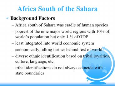 Africa South of the Sahara