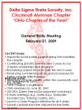 Delta Sigma Theta Sorority, Inc. Cincinnati Alumnae Chapter Ohio Chapter of the Year! PowerPoint PPT Presentation