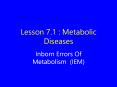 Lesson 7.1 : Metabolic Diseases PowerPoint PPT Presentation