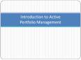Introduction to Active Portfolio Management PowerPoint PPT Presentation