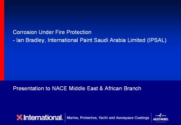 Presentation to NACE Middle East