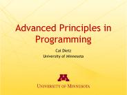 Advanced Principles in Programming