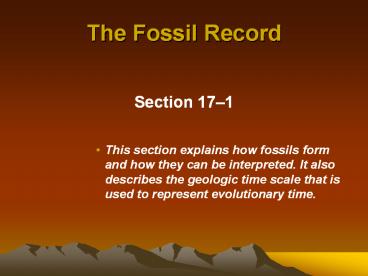 The Fossil Record