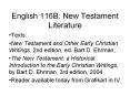 English 116B: New Testament Literature PowerPoint PPT Presentation