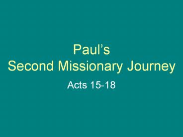 Paul’s Second Missionary Journey