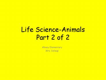 Life Science-Animals Part 2 of 2 Abney Elementary Mrs
