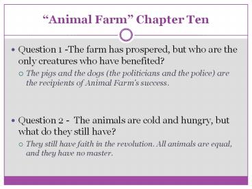 Animal Farm Chapter Ten
