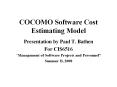 COCOMO Software Cost Estimating Model PowerPoint PPT Presentation