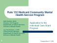 Rule 132 Medicaid Community Mental Health Service Program PowerPoint PPT Presentation