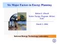 Six Major Factors in Energy Planning PowerPoint PPT Presentation