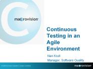 Continuous Testing in an Agile Environment