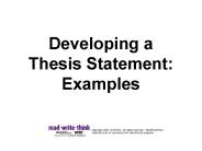 Developing a Thesis Statement: Examples