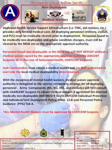 The Inspector General Bulletin (Jan 09) Non-Deployable