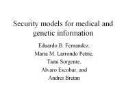 Security models for medical and genetic information