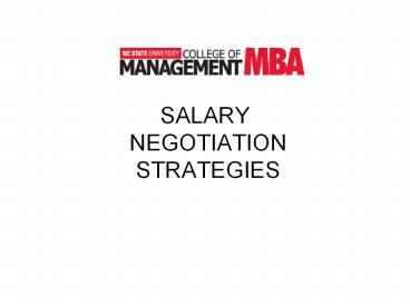 SALARY NEGOTIATION STRATEGIES