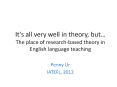It’s all very well in theory, but… The place of research-based theory in English language teaching PowerPoint PPT Presentation