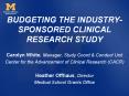 BUDGETING THE INDUSTRY-SPONSORED CLINICAL RESEARCH STUDY PowerPoint PPT Presentation