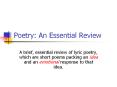 Poetry: An Essential Review PowerPoint PPT Presentation