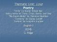 Thematic Unit: Love Poetry Daily by Naomi Shihab Nye Haiku poetry by Chora, Chiyo, Basho, and Issa My Papa’s Waltz by Theodore Roethke Combing by Gladys Cardiff Harlem by Langston Hughes PowerPoint PPT Presentation
