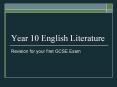 Year 10 English Literature PowerPoint PPT Presentation
