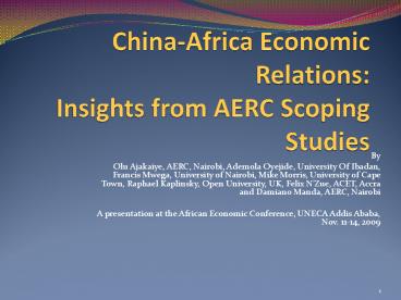 China-Africa Economic Relations: Insights from AERC Scoping Studies
