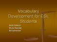 Vocabulary Development for ESL Students PowerPoint PPT Presentation