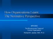 How Organizations Learn:       The Normative Perspective