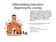 Differentiating Instruction:  Beginning the Journey