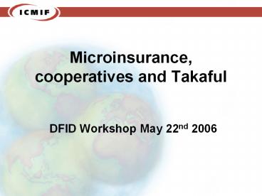 Microinsurance, cooperatives and Takaful