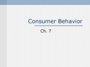 Consumer Behavior
