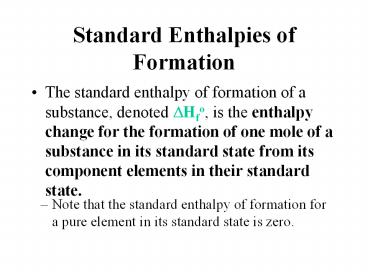 Standard Enthalpies of Formation