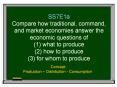 SS7E1a Compare how traditional, command, and market economies answer the economic questions of  (1) what to produce (2) how to produce (3) for whom to produce PowerPoint PPT Presentation