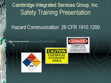 Cambridge Integrated Services Group, Inc. Safety Training