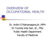 OVERVIEW OF OCCUPATIONAL HEALTH