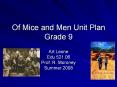 Of Mice and Men Unit Plan Grade 9 PowerPoint PPT Presentation