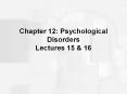 Chapter 12: Psychological Disorders Lectures 15 PowerPoint PPT Presentation