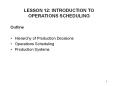 LESSON 12: INTRODUCTION TO OPERATIONS SCHEDULING PowerPoint PPT Presentation