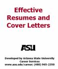 Effective Resumes and Cover Letters Developed by Arizona PowerPoint PPT Presentation
