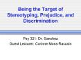 Being the Target of Stereotyping, Prejudice, and Discrimination PowerPoint PPT Presentation