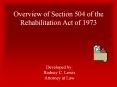 Overview of Section 504 of the Rehabilitation Act of 1973 PowerPoint PPT Presentation