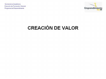 CREACIУN DE VALOR