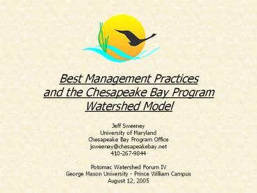 Best Management Practices and the Chesapeake Bay Program Watershed Model