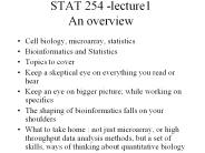 STAT 254 -lecture1 An overview