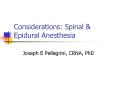 Considerations: Spinal & Epidural Anesthesia PowerPoint PPT Presentation