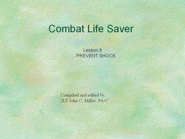 Lesson 8 PREVENT SHOCK