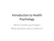 Introduction to Health Psychology