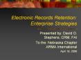 Electronic Records Retention: Enterprise Strategies PowerPoint PPT Presentation