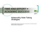 TIME AND EFFORT = ACADEMIC SUCCESS